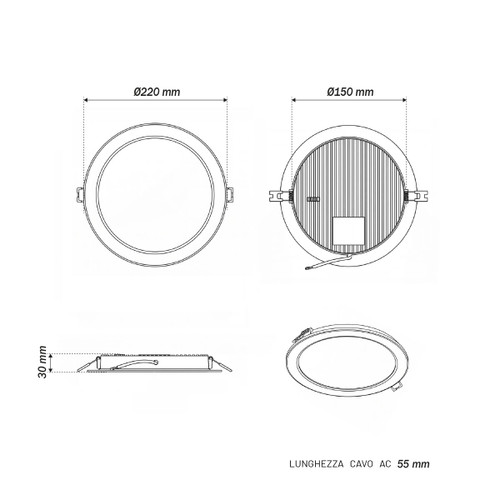 Pannello LED Rotondo 18W foro Ø180-210mm CCT Bianco Variabile - LEDISENS