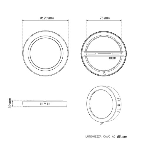 Plafoniera LED Rotonda 6W Ø120mm CCT Bianco Variabile - LEDISENS