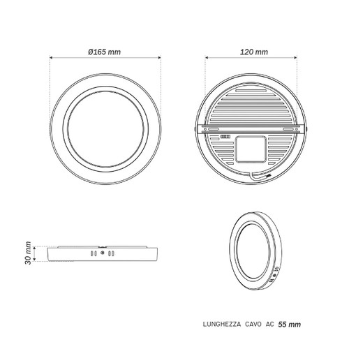 Plafoniera LED Rotonda 12W Ø165mm CCT Bianco Variabile - LEDISENS