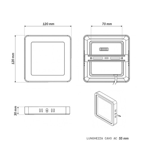 Plafoniera LED Quadrata 6W 120x120mm CCT Bianco Variabile - LEDISENS