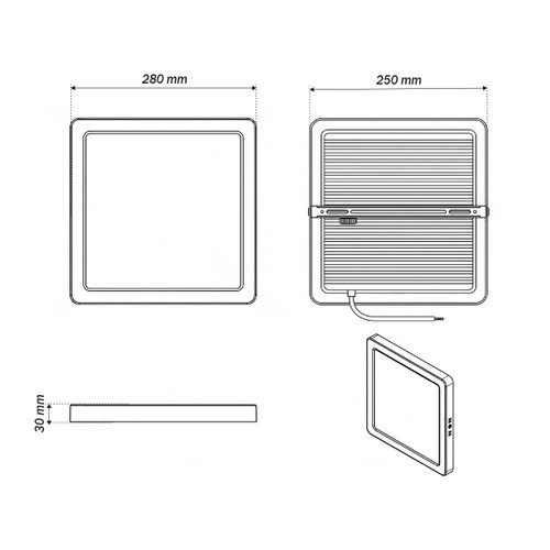 Plafoniera LED Quadrata 24W 285x285mm CCT Bianco Variabile - LEDISENS