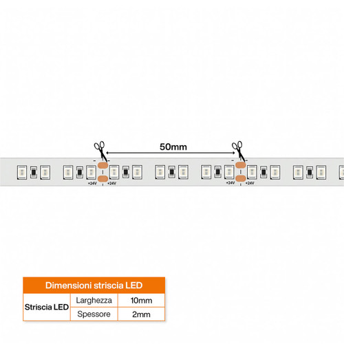 Striscia LED 24V 14,4W/m Luce Rossa - IP54 - 5 metri