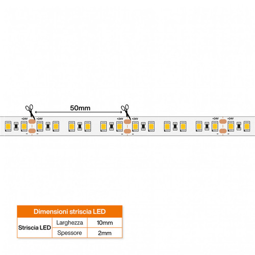 Striscia LED 24V 14,4W/m Luce Ambrata - IP54 - 5 metri