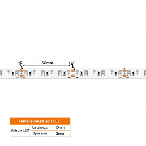 Striscia LED 24V 14,4W/m Luce Gialla - IP54 - 5 metri