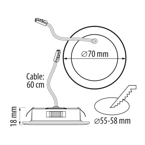 Faro LED da Incasso 4W 12V, Foro 55-58mm, IP44 CCT Bianco Variabile 