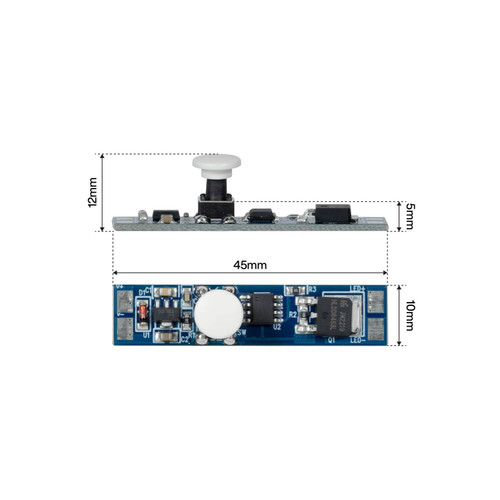 Interruttore e Dimmer con micro tasto con memoria 12/24 Vdc Interruttore e Dimmer con micro tasto con memoria 12/24 Vdc