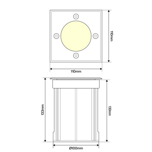 Faretto Interrato Quadrato 1xGU10, IP67 - INOX Faretto Interrato Quadrato 1xGU10, IP67 - INOX