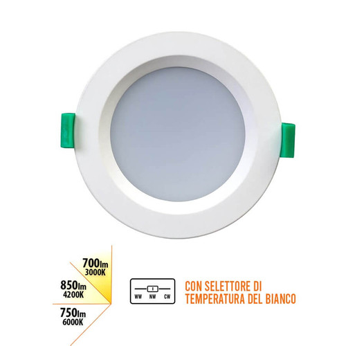 Faro da incasso LED 10W 3in1 IP44 Bianco C/N/F Dimmerabile
