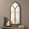 Aged Arched Wooden Window Mirror