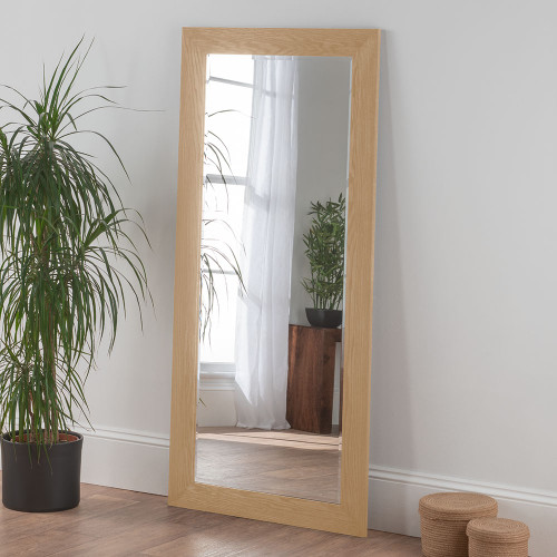 Solid Light Oak Wooden Full Length Mirror