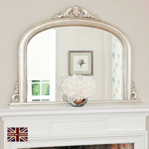 Image of Isabella Antiqued Silver Overmantle Mirror