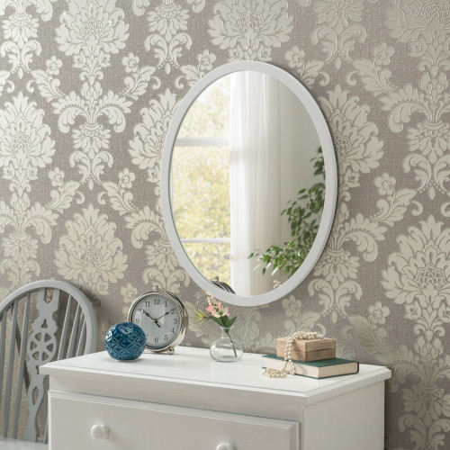Image of Modern Oval White Mirror