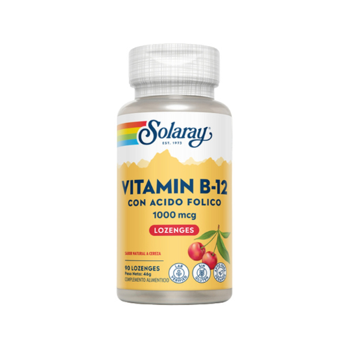 Solaray Vitamina B12 + Ácido Fólico 90 Comprimidos Masticables