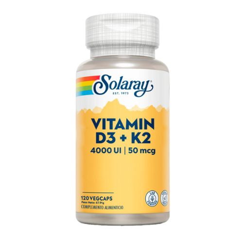 Solaray Vitamina D3 + K2 120 Cápsulas
