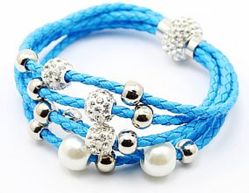 Leather Braided Blue Bracelet