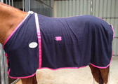 Check Navy Fleece Rug