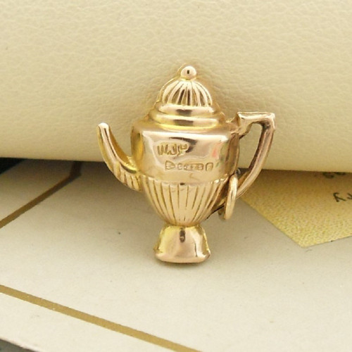 Vintage 9ct gold coffee pot charm hallmarked Chester 1956