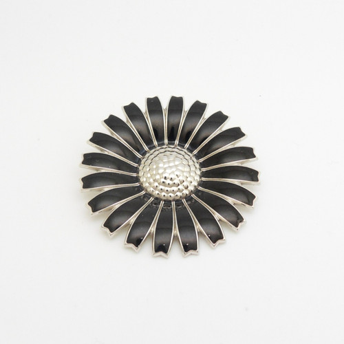Stunning silver & black enamel daisy pendant by Georg Jensen