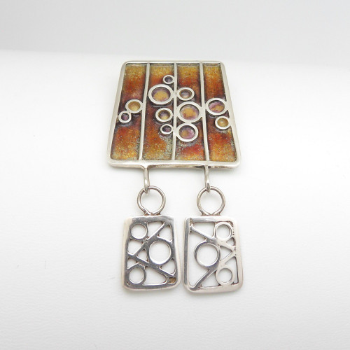 Silver & enamel 'bubble' brooch by Norman Grant