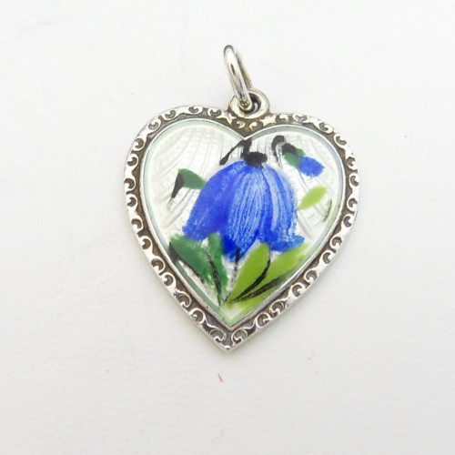 Vintage silver David Andersen enamel bluebell pendant