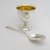 Vintage cased silver egg cup & spoon set engraved initial L, 1977