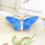 Vintage blue & white enamel butterfly brooch, Aksel Holmsen, Norway