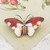 Vintage Norwegian silver & red enamel butterfly brooch by Hroar Prydz