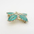 Vintage silver gilt & green enamel leaves brooch