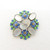 Beautiful arts & crafts enamel flowers & moonstone set brooch