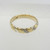 9ct 2 colour gold diamond set ring size M 1/2 HM 1990