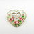 Vintage silver hand painted rose enamel heart brooch by Opro