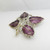 Scandinavian silver & purple enamel leaves brooch by Aksel Holmsen