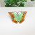 Vintage orange & green enamel butterfly brooch marked Sterling Silver
