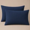 Two navy Palmetto quilted pillow shams.