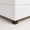 White hospitality-grade box spring wrap, commercial-quality wholesale fitted bed base cover for hotel bedding.