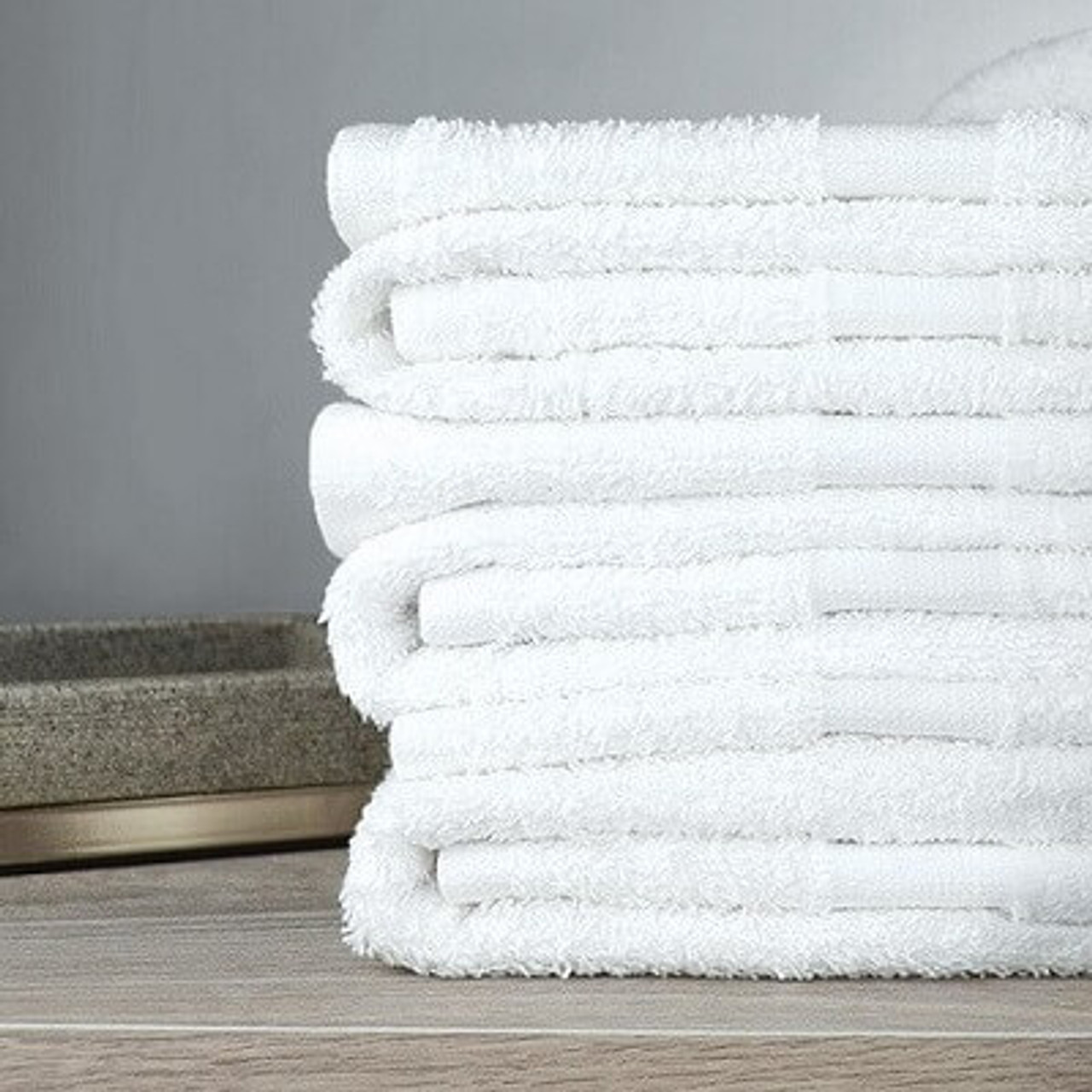 Wholesale Bath Towels White with Cam Border - In Bulk Cases