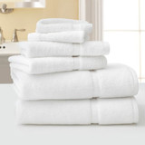 Five Star Bath Towels, Five Star Hand Towels and Five Star Washcloths stacked together.