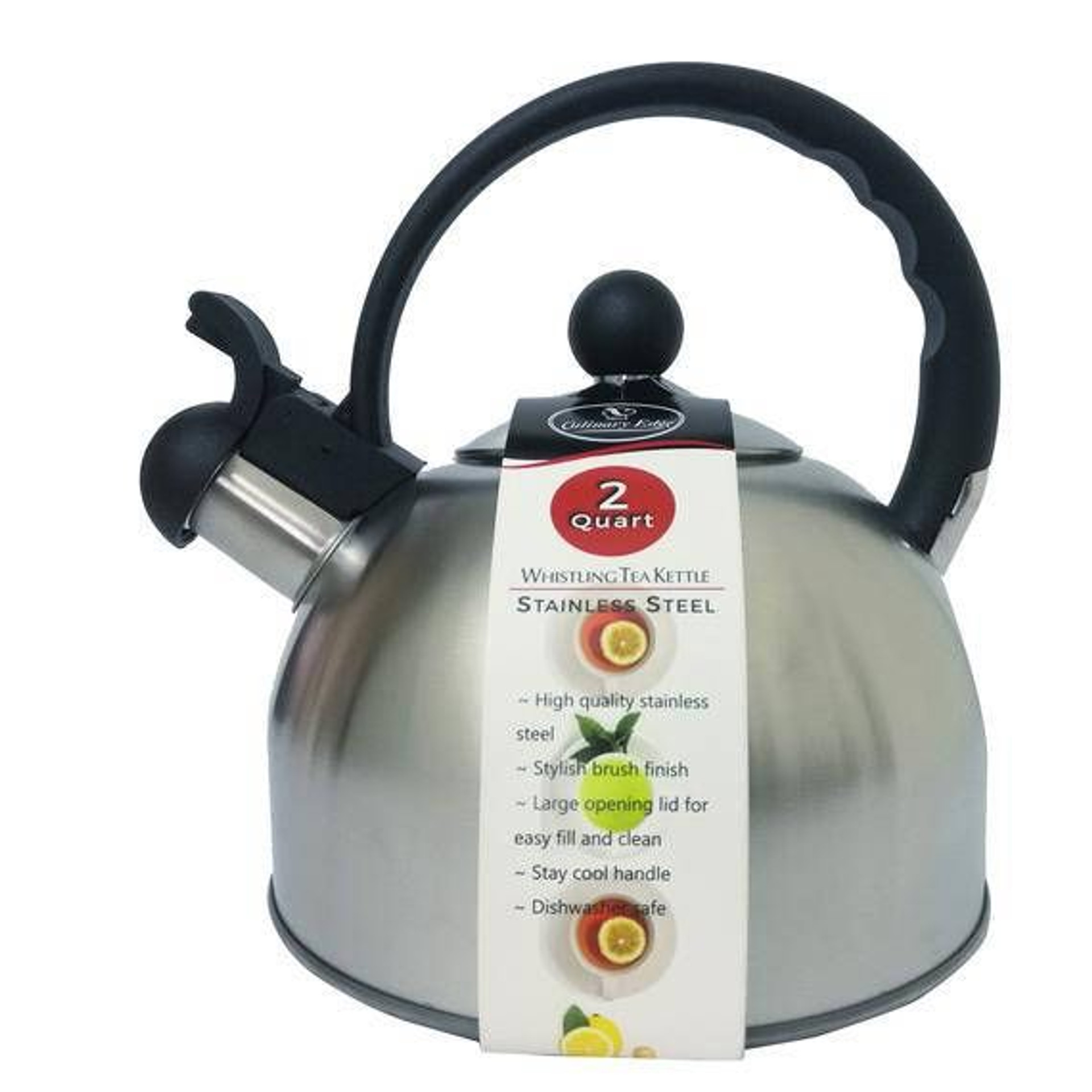Culinary Edge Polished Stainless Steel Whistling Tea Kettles w/Lids 2