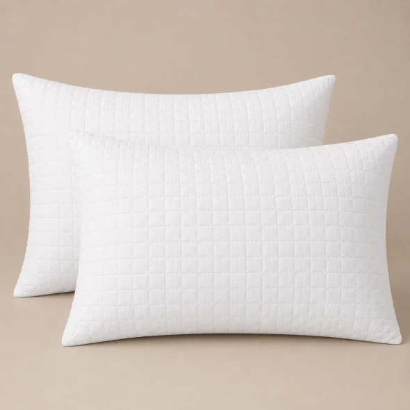 Two white Palmetto quilted pillow shams.