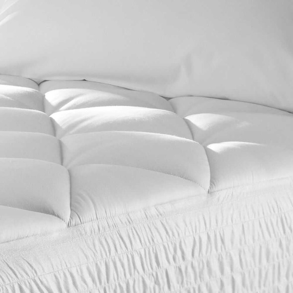 Wholesale Mattress Topper Pads, Quilted 24 oz/sq yd. Eco-Fiber Fill & 20" Fitted Skirt - Queen Size