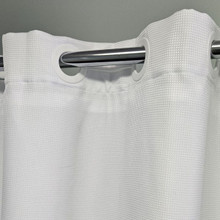 Palmetto White 1-Piece Waffle-weave polyester fabric No-hook shower curtain.