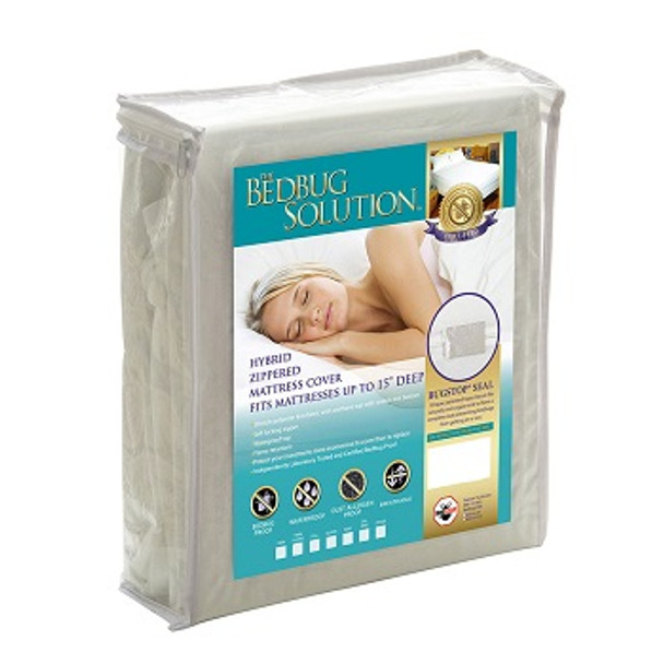 Hybrid bed bug mattress protector in the packaging.