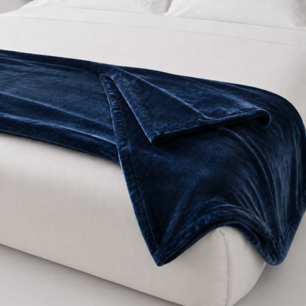 Berkshire Hospitality VelvetLoft throw in navy color.
