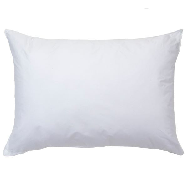Hospitality-grade white bed pillow with Eco pure polyester fiber fill, commercial-quality wholesale bedding.