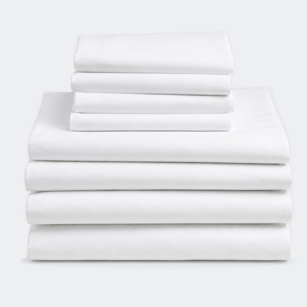 T-130 white bed sheets stacked
