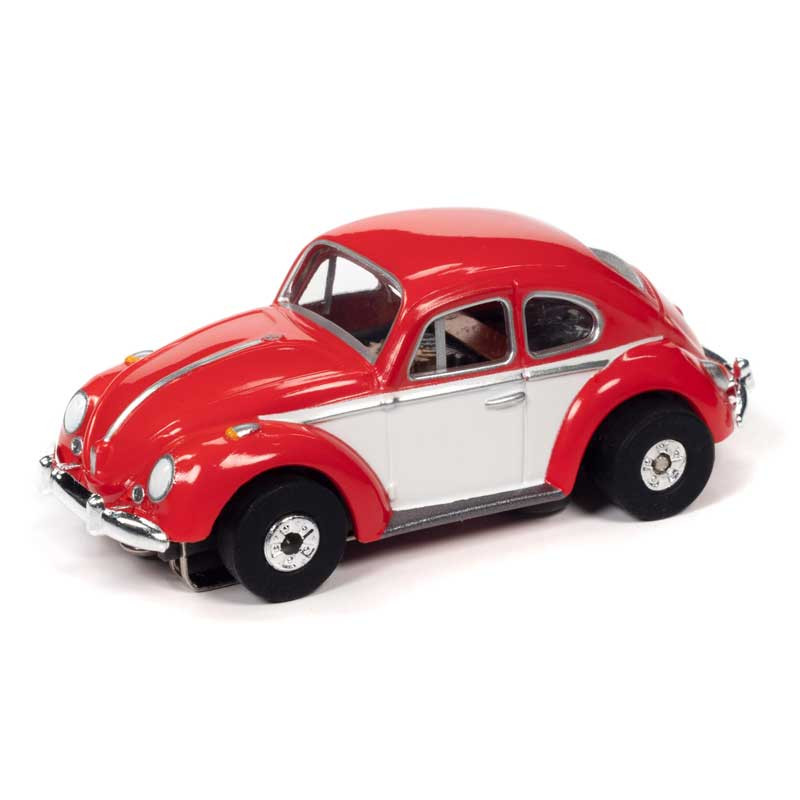 Auto World 1966 Volkswagen Beetle Red/White Thunderjet HO Slot Car
