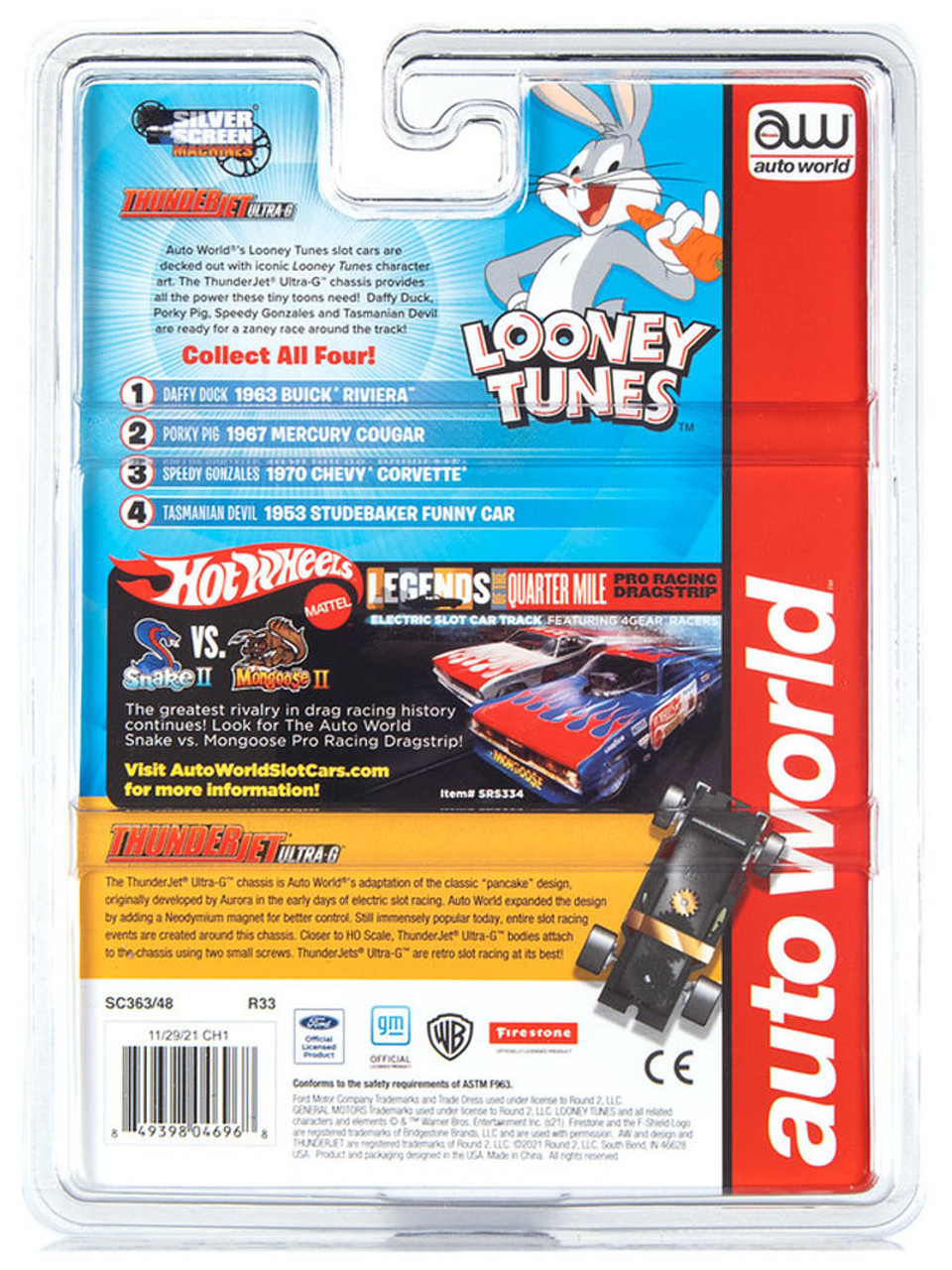 Auto World 1967 Mercury Cougar Porky Pig Thunderjet HO Slot Car