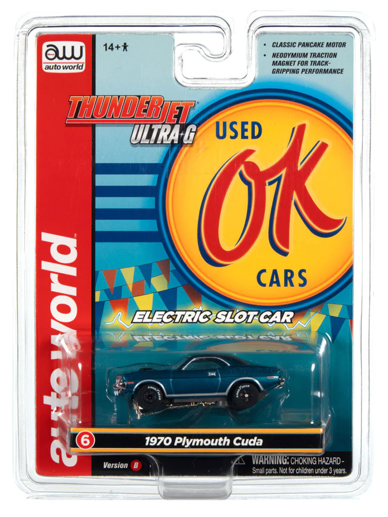 Auto World 1970 Plymouth Cuda (Teal) Thunderjet HO Slot Car