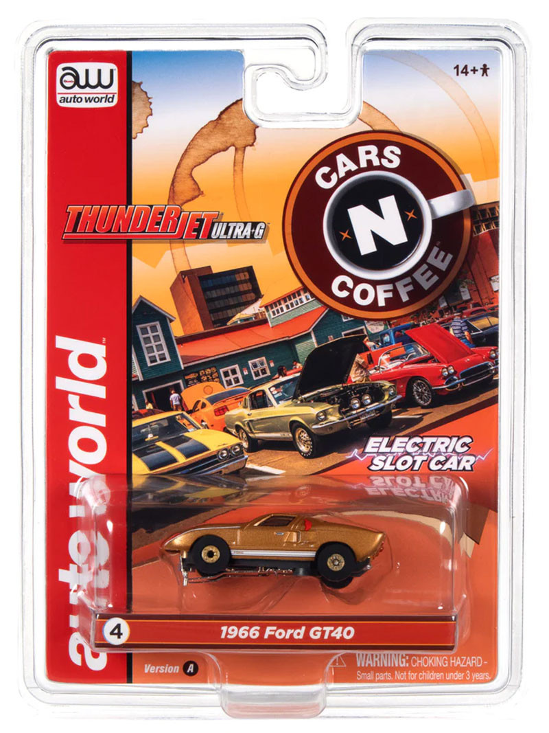 Auto World 1966 Ford GT40 (Gold) Cars N Coffee Thunderjet HO Slot Car