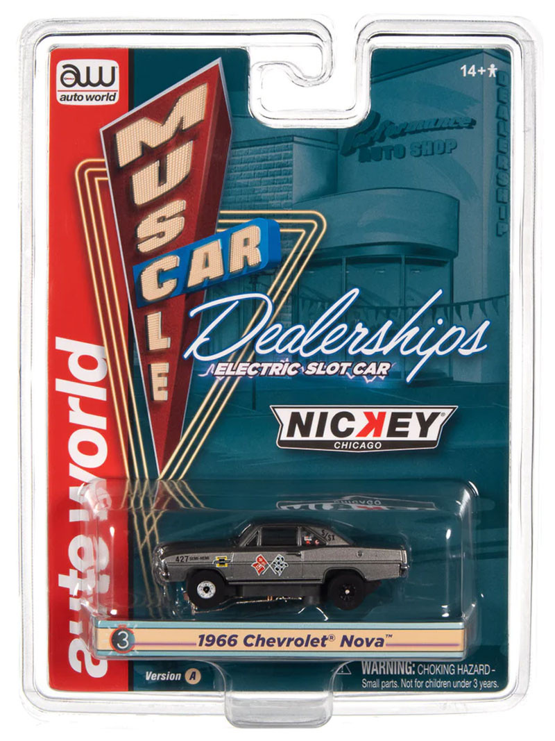 Auto World 1966 Chevrolet Nova (Gray) Nickey Thunderjet HO Slot Car